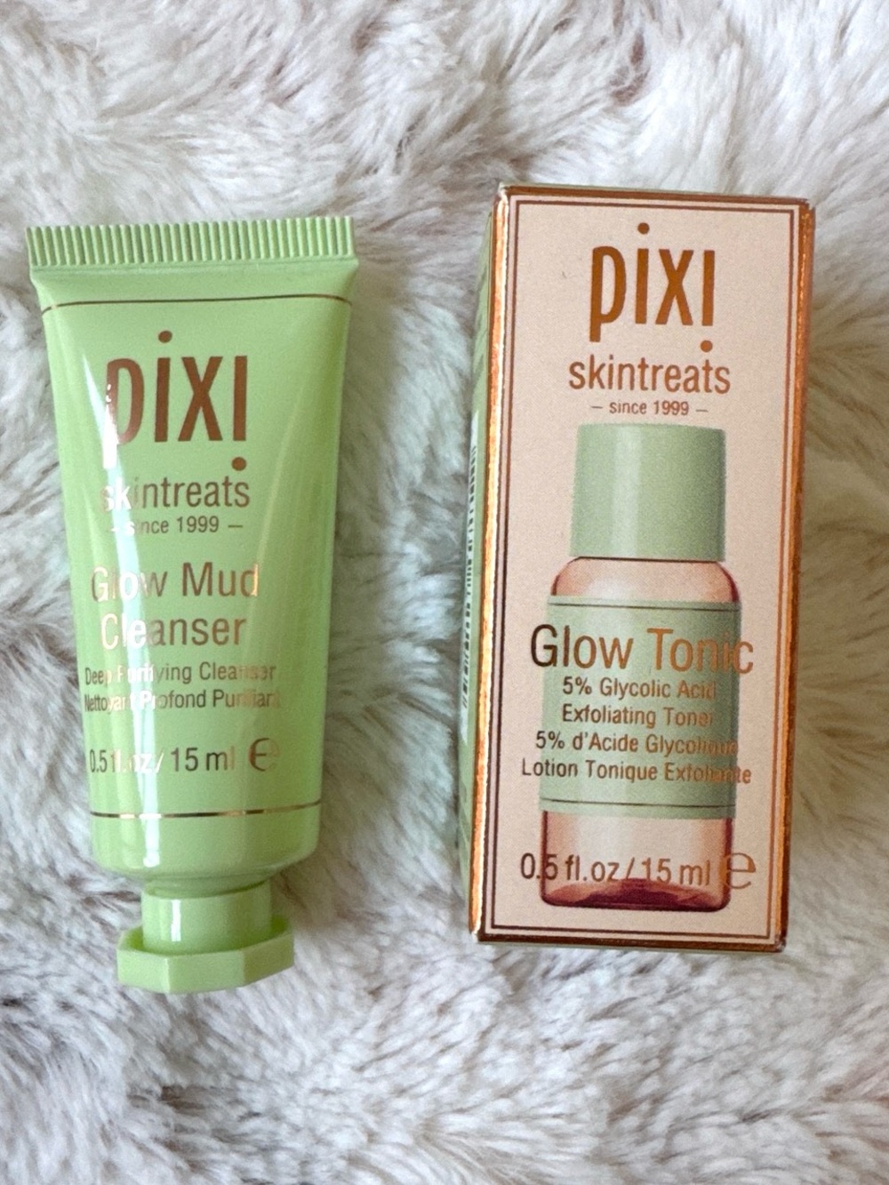 Pixi Glow Tonic + Glow Mud Cleanser Travel Size Skincare Bundle NIB